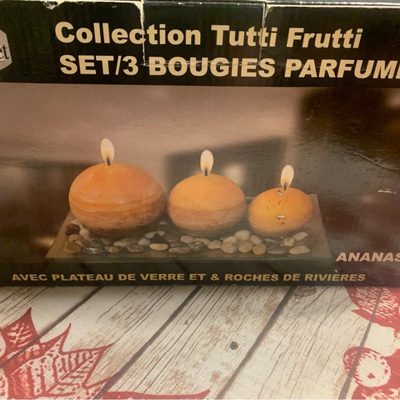 🍍 Set of 3 candles and decorative tray and rock NEW📌 - Picture 1 of 10